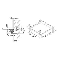 Hafele Gizli Ray Matrix Um A30, Tam Açılım Bas Aç 350mm