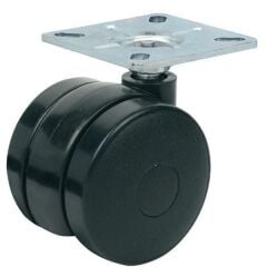 Hafele ROLLER02 Plakalı Frensiz Mobilya Tekerleği Mat Siyah Ø75x82mm (4 Adet)