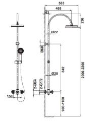Hafele MONET Entegre Bataryalı Kolonlu Duş Sistemi Mat Siyah