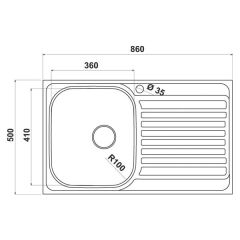 Hafele Capua04 Tezgah Üstü Eviye, Dekorlu Sağ Damlalık