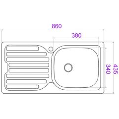 Hafele Capua03 Tezgah Üstü Eviye Seti, Dekorlu Sol Damlalık