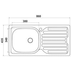 Hafele Capua03 Tezgah Üstü Eviye, Dekorlu Sağ Damlalık