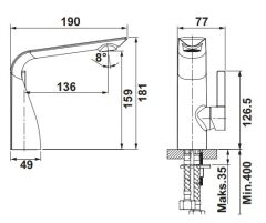 Hafele SONATE Lavabo Bataryası Parlak Altın