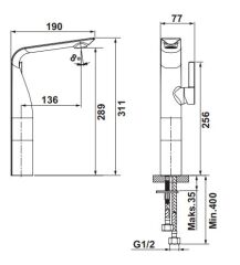 Hafele SONATE Yüksek Lavabo Bataryası Parlak Krom