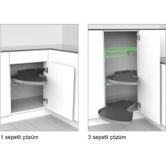 Hafele Köşe Kiler Seti Moveboard 500 Sol Gümüş Renk
