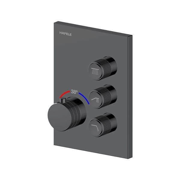 Hafele MASTERMIX 3F Termostatik Ankastre Banyo Bataryası Üç Fonksiyonlu Mat Siyah