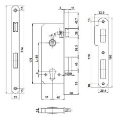 Hafele H40.04 Gömme Kilit Barelli Tip (PC) Mat Nikel 40/23Mm