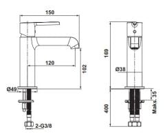 Hafele MILLENIA Lavabo bataryası,mat siyah