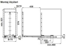 Hafele Dispensa Junior III Aşçı Yamağı 300mm Antrasit