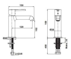 Hafele MILLENIA Lavabo Bataryası Parlak Krom