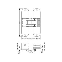 Hafele  CDH 60 Mat Nikel Renk Gizli Kapı Menteşesi