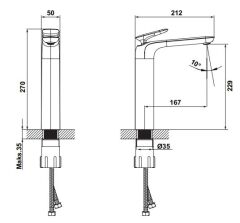 Hafele ZEN Yüksek Lavabo Bataryası Mat Altın