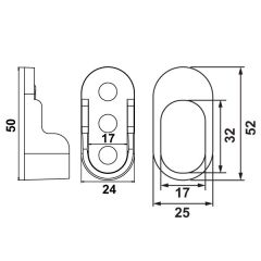 Hafele Askı Borusu Flanşı Oval Mat Siyah Plastik 25Mm