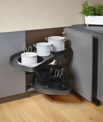 Hafele Kesseböhmer Lemans II Arena Pure Köşe Kiler Sistemi 2 Sepet Sol Dönüşlü Antrasit 461-468 mm