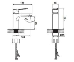Hafele CENTRO Lavabo Bataryası Mat Siyah