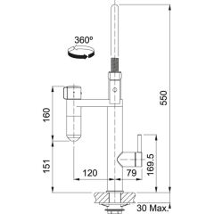 Franke Arıtmalı Batarya Vital Spiralli Industrial Black / Steel Optics