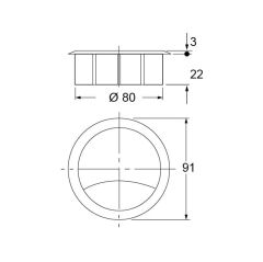 Hafele Sürgülü Kablo Kapağı Ø80mm, Parlak Krom Renk