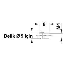 Hafele Açılan Pirinç Dübel M4x8mm (100 Adet), Ham