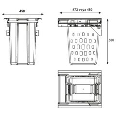 Hafele Çamaşır Sepeti Laundry 450 mm Beyaz