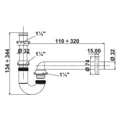 Hafele U lavabo Sifonu, Plastik, Beyaz