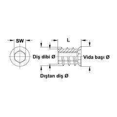 Hafele Havşa Başlı Çelik Dübel M10x20mm (100 adet), Galvaniz