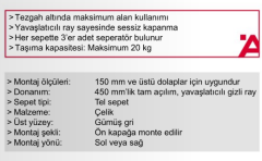 Hafele Neva Şişelik 150mm Sol Yönlü Gümüş Gri Renk