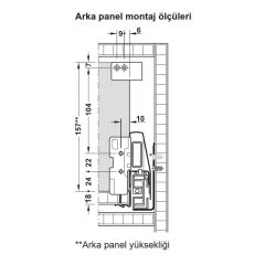 Hafele İç Çekmece Seti 60'lık Modül İçin Kare Bordürlü 45'lik Gri