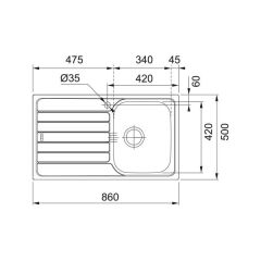 Franke Çelik Evye Spark Skx 611 Tek Gozlu Sol Damlalıklı