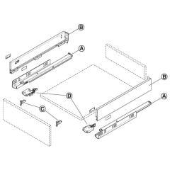 Hafele Matrıx Box Slım Çekmece Seti Mat Beyaz Vidalı 16/89Mm/400Mm 30Kg
