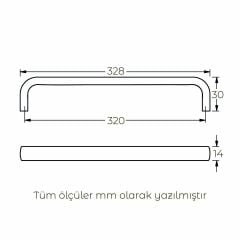 Hafele Mobilya Kulpu Umberto III 320mm Paslanmaz Çelik