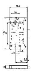 Hafele H50.08 Oda Tipi (CB) Gömme Kilit Parlak Krom 50/18/90mm