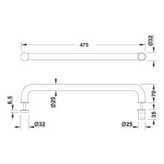 Hafele Yuvarlak Çekme Kol 450mm Parlak Krom Renk