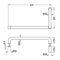 Hafele Yuvarlak Çekme Kol 200x450mm Parlak Krom Renk