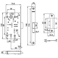 Hafele H50.08 Oda Tipi (CB) Dilden Kilit Mat Siyah 50/18/90mm