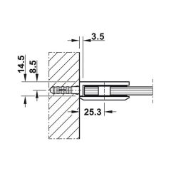 Hafele Cam Tutucu Duvar-Cam 90 Derece Grafit Siyah Renk