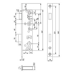 Hafele Dar Gömme Kilit Barelli Tip (PC) 40/16mm Mat Paslanmaz Çelik Renk