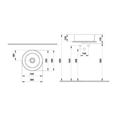 Hafele Banyo Lavabosu Bonita R II  382x115mm Parlak Beyaz Renk