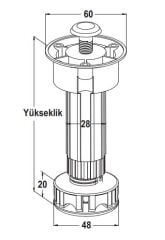 Hafele PFT02 Baza Ayağı Beyaz 80mm