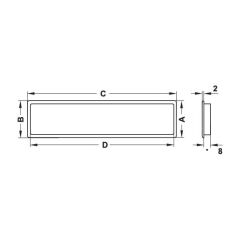 Hafele Menfez Dikdörtgen 42x170mm, Krom Renk
