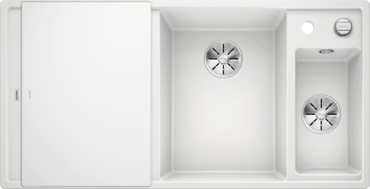 Blanco Granit Eviye Tezgah Üstü 1,5 Gözlü Sol Damlalıklı Axia III 6S Beyaz