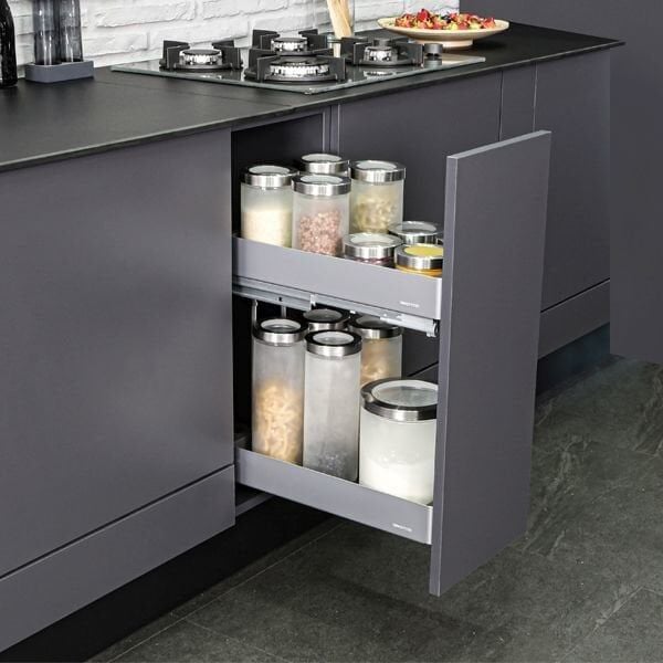 Hafele Kesseböhmer K-LINE 30 Tezgah Altı Kiler Sistemi Gümüş Gri