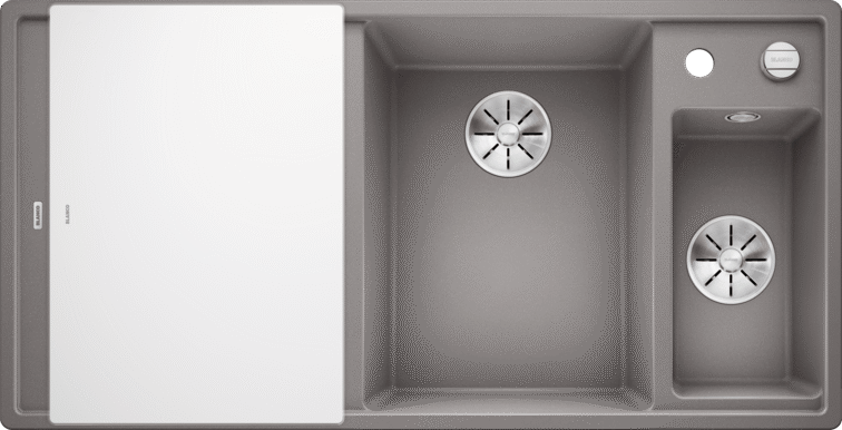 Blanco Granit Eviye Tezgah Üstü 1,5 Gözlü Damlalıklı Axia III 6S Alu Metallic