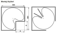 Hafele Köşe Kiler Sistemi Kesseböhmer Revo 90° Arena Pure 900mm Antrasit