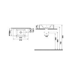 Hafele Banyo Lavabosu Nuvo Parlak Beyaz Sağ Batarya Delikli