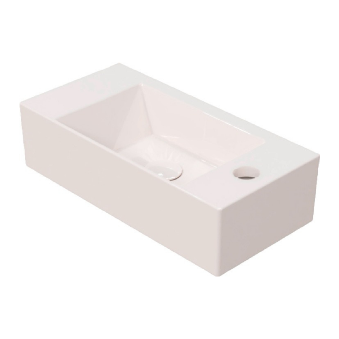 Hafele Banyo Lavabosu Nuvo Parlak Beyaz Sağ Batarya Delikli