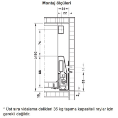 Hafele İç Çekmece Seti 120'lik Modül İçin Kare Bordürlü 45'lik Beyaz