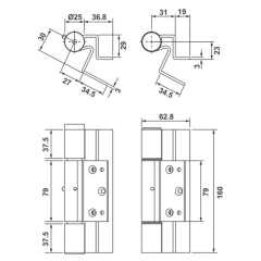Hafele Galvaniz Renkli , DIN Sol Uyumlu Metal Kasa Menteşesi