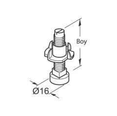 Hafele Baza Ayar Vidası M8x45mm, Galvaniz Renk