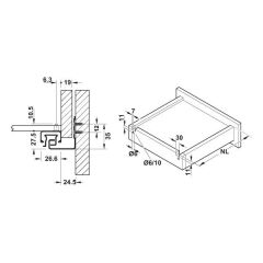 Hafele Gizli Ray Tam Açılım Bas-Aç Matrix Um A30 450mm Galvaniz