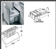 Hafele Çöp Kutusu 1x24/3x10L